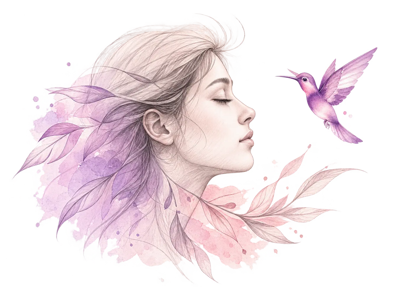 Ilustracion mujer con colibri